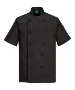 Portwest C734 Chef's Kent Jacket Short Sleeve in Black