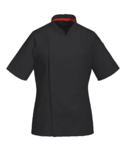 Portwest C736 Chef's Women's Mesh Air Pro Jacket Short Sleeve in Black