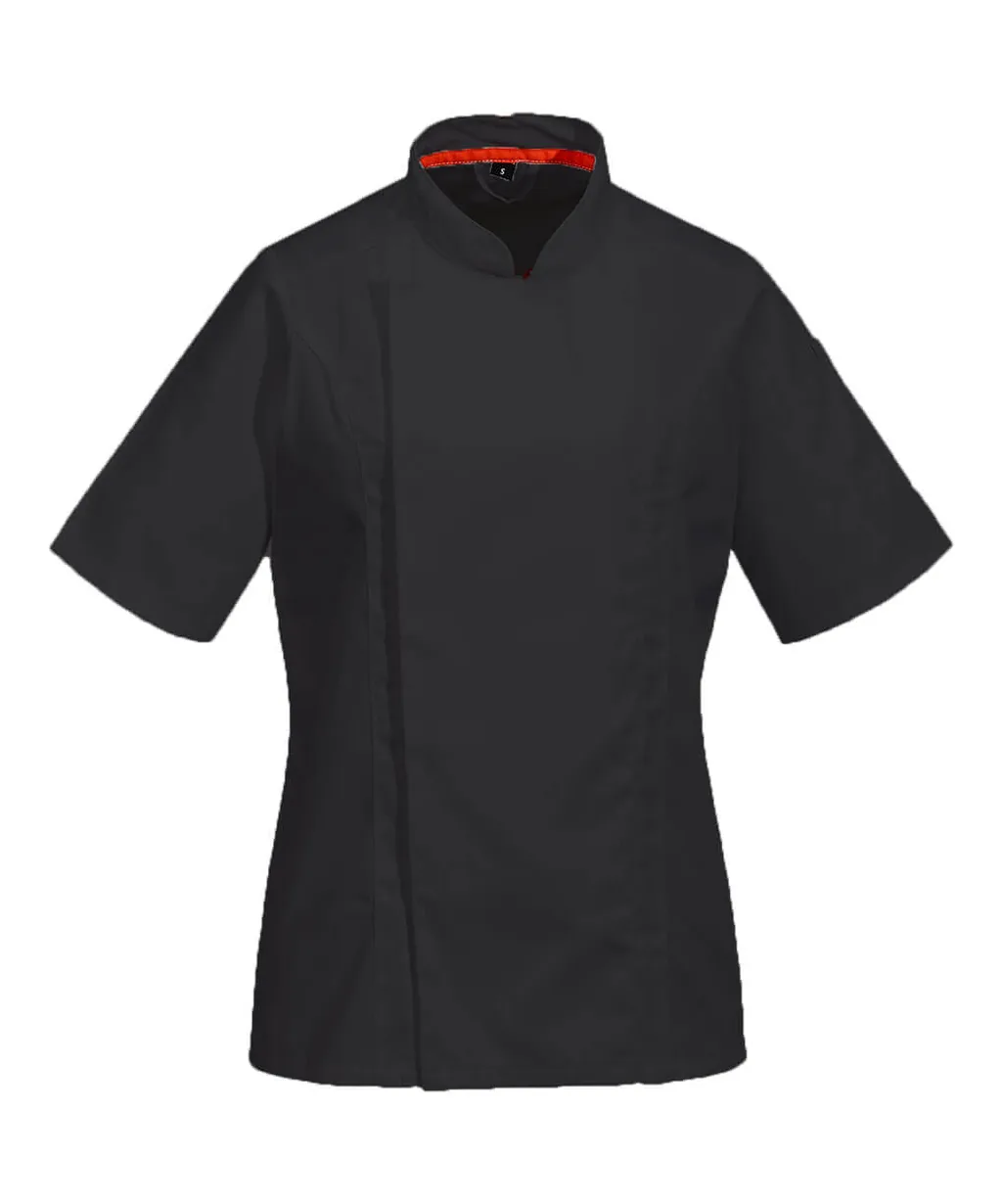 Portwest C736 Chef's Women's Mesh Air Pro Jacket Short Sleeve in Black