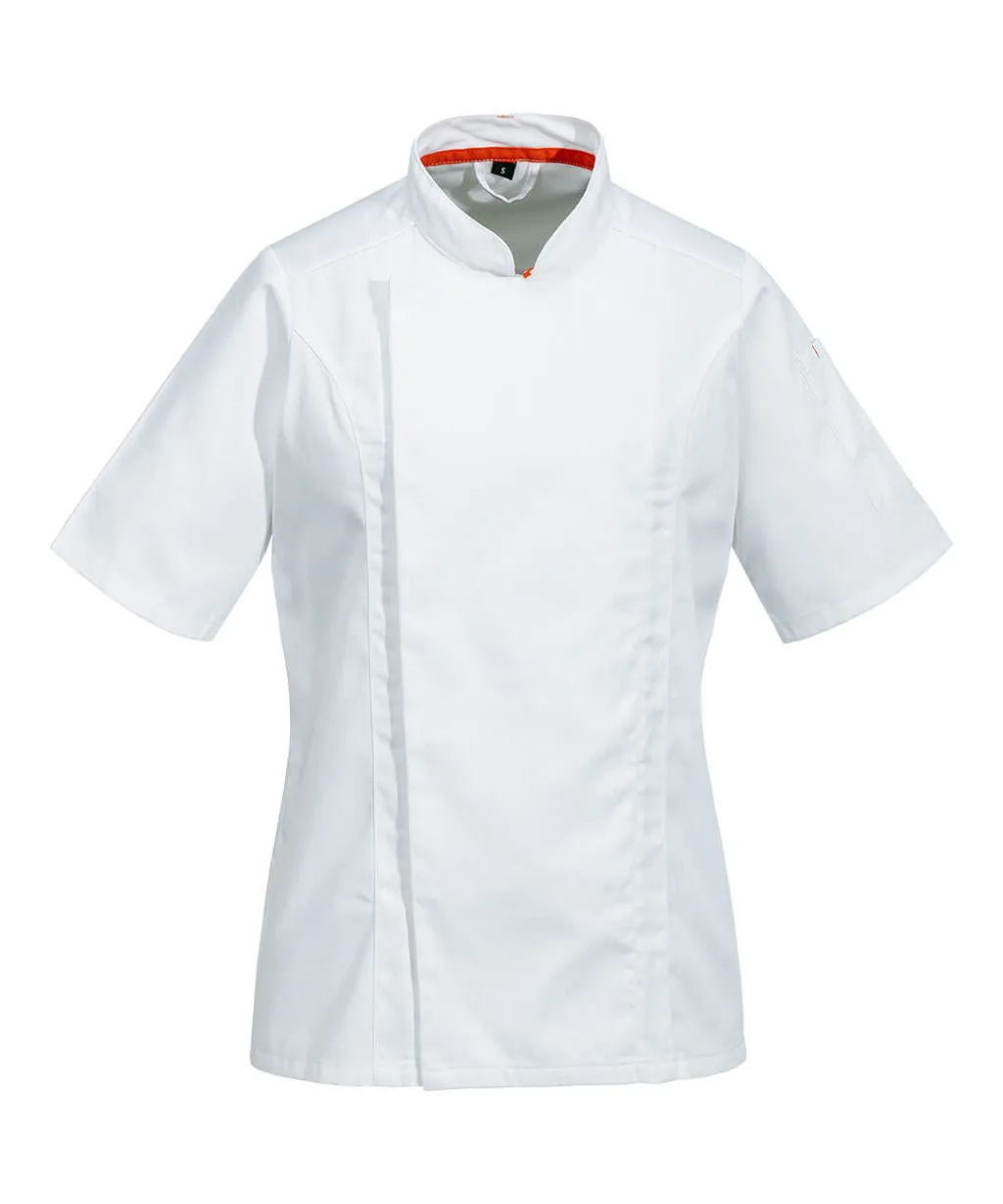 Portwest C736 Chef's Women's Mesh Air Pro Jacket Short Sleeve in White