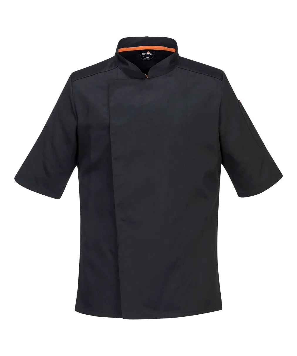 Portwest C738 Chef's Mesh Air Pro Jacket Short Sleeve in Black