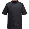 Portwest C739 Chef's Mesh Air Pro Asymmetrical Jacket Short Sleeve in Black