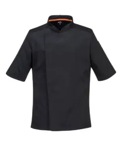 Portwest C746 Chef's Mesh Air Pro Stretch Jacket Short Sleeve in Black