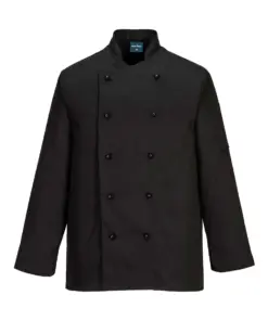 Portwest C834 Chef's Somerset Jacket Long Sleeve in Black