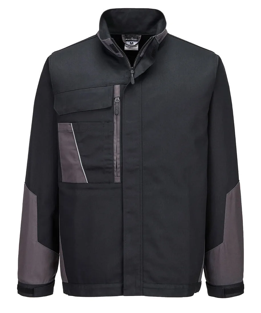 Portwest CD110 WX1 Two Tone Cotton Work Jacket in Black/Grey