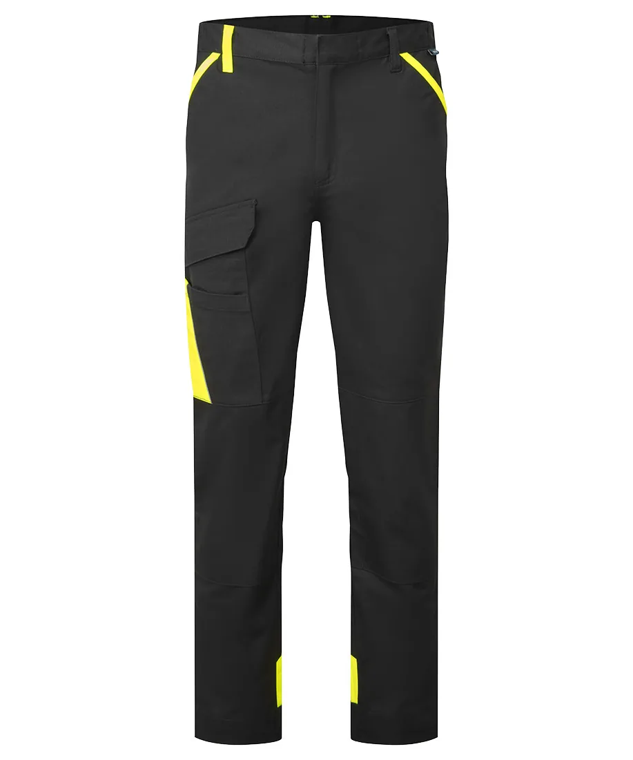 Portwest CD111 WX1 Two Tone Cotton Work Trousers in Black/Yellow