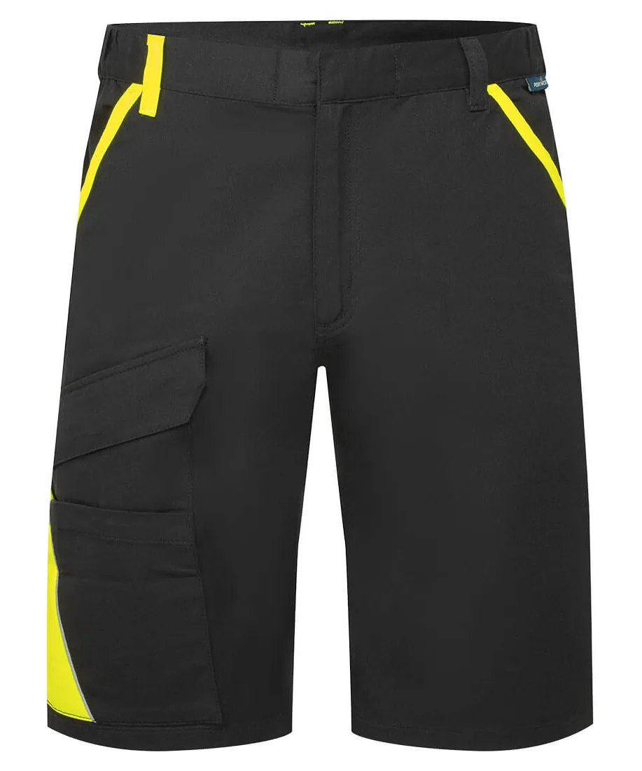 Portwest CD114 WX1 Two Tone Lightweight Cotton Shorts in Black/Grey