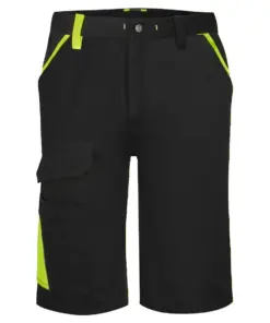Portwest CD114 WX1 Two Tone Lightweight Cotton Shorts in Black/Yellow