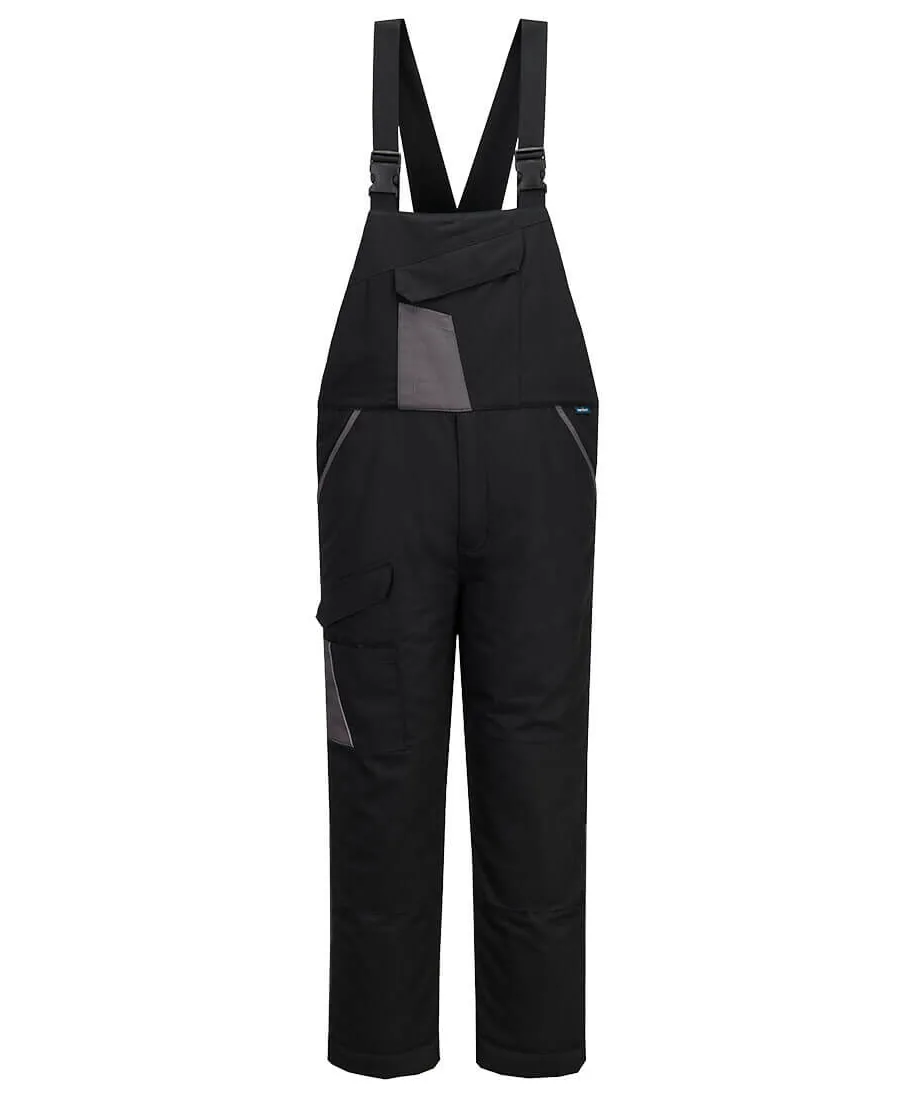 Portwest CD117 WX1 Two Tone Insulated Cotton Bib and Brace in Black/Grey
