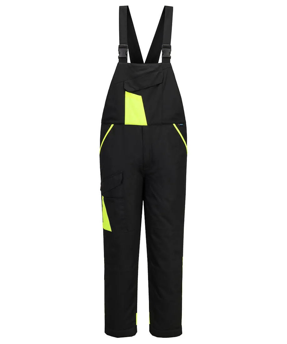 Portwest CD117 WX1 Two Tone Insulated Cotton Bib and Brace in Black/Yellow