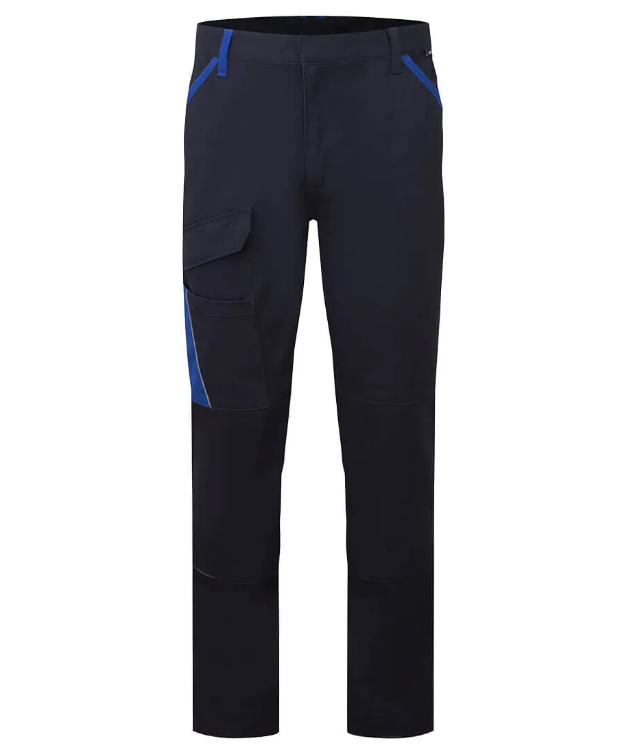 Portwest CD131 WX1 Two Tone Lightweight Cotton Work Trousers in Navy/Royal