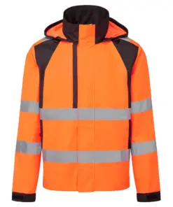 Portwest CD860 WX2 Eco Hi-Vis Rain Jacket in Orange/Black
