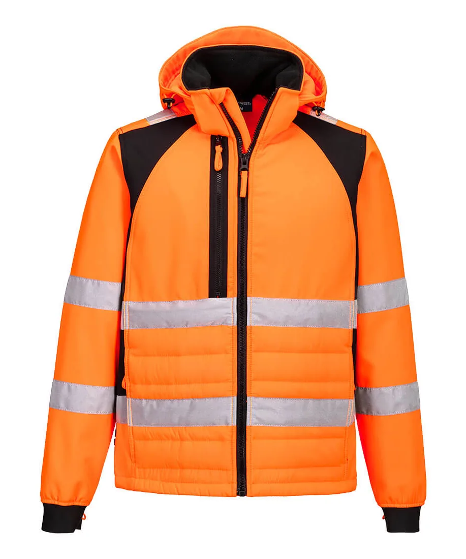 Portwest CD863 WX2 Eco Hi-Vis Hybrid Jacket in Orange/Black