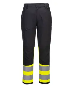 Portwest CD888 WX2 Eco Hi-Vis Class 1 Service Trousers in Yellow/Black