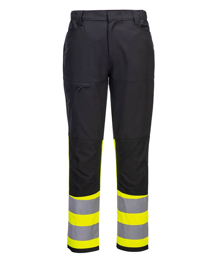 Portwest CD888 WX2 Eco Hi-Vis Class 1 Service Trousers in Yellow/Black