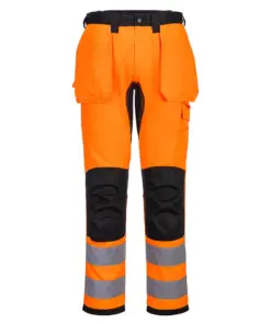 Portwest CD889 WX2 Eco Hi-Vis Holster Pocket Trousers in Orange/Black