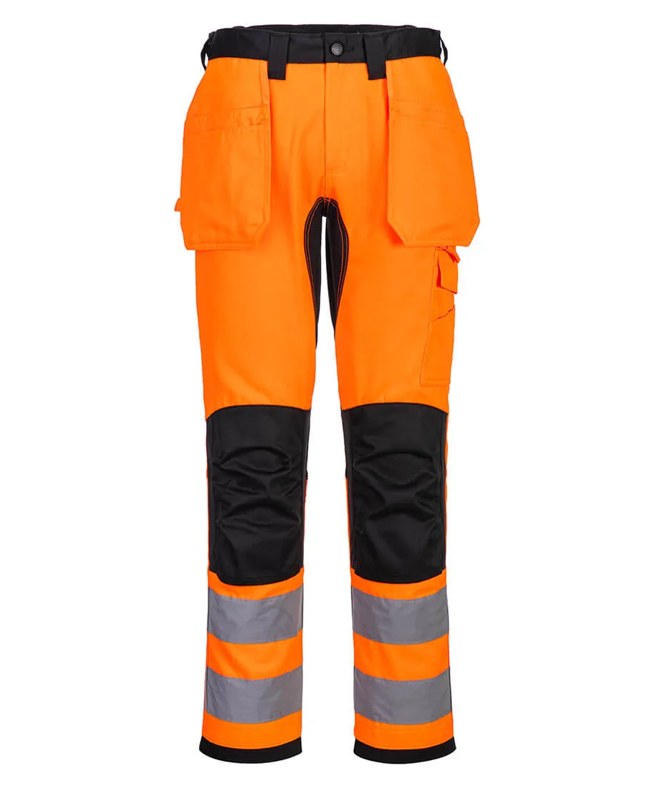 Portwest CD889 WX2 Eco Hi-Vis Holster Pocket Trousers in Orange/Black