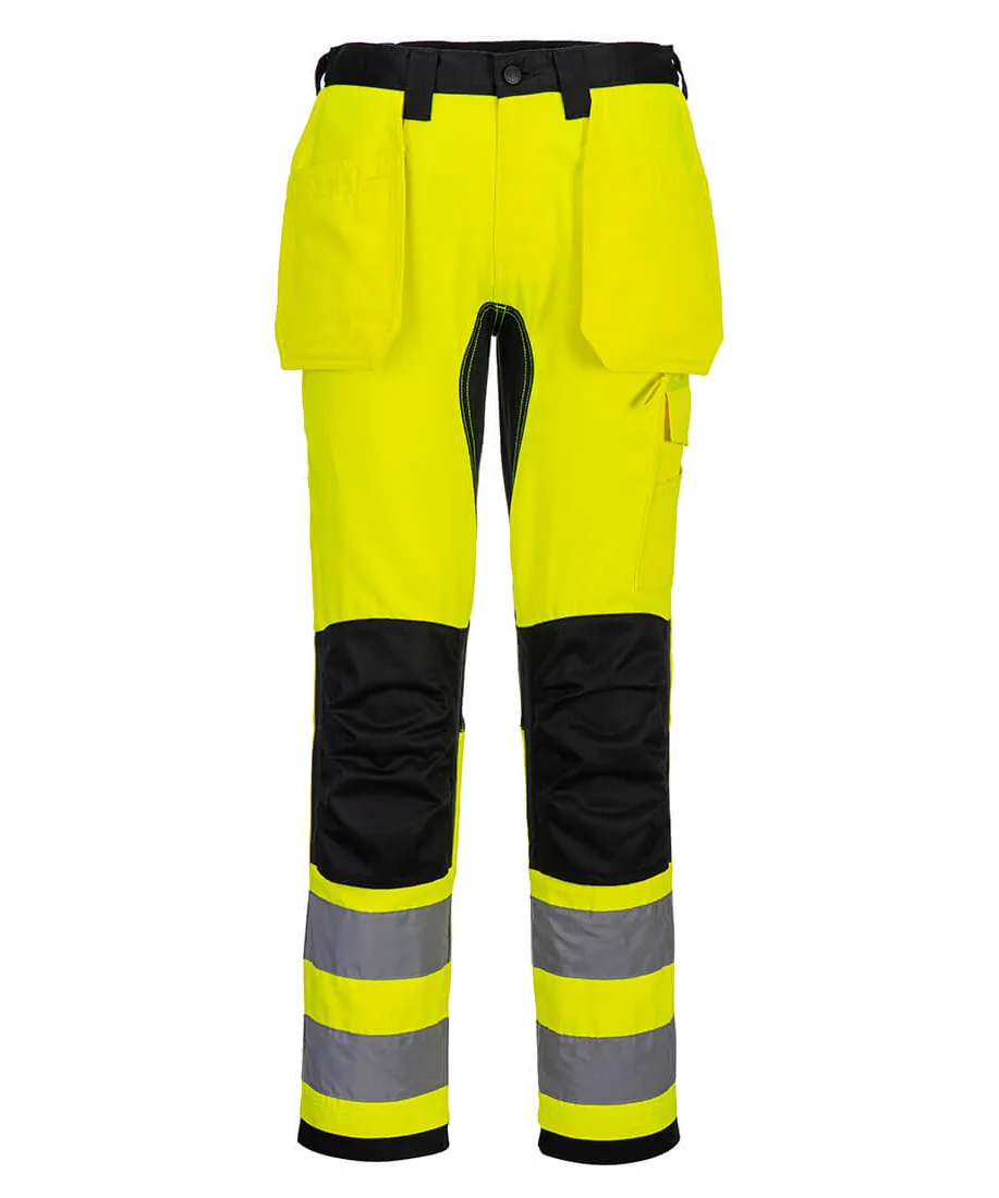 Portwest CD889 WX2 Eco Hi-Vis Holster Pocket Trousers in Yellow/Black