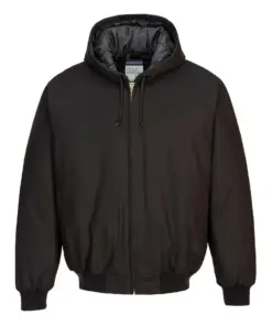 Portwest DC801 Duck Quilt Lined Hooded Jacket in Black