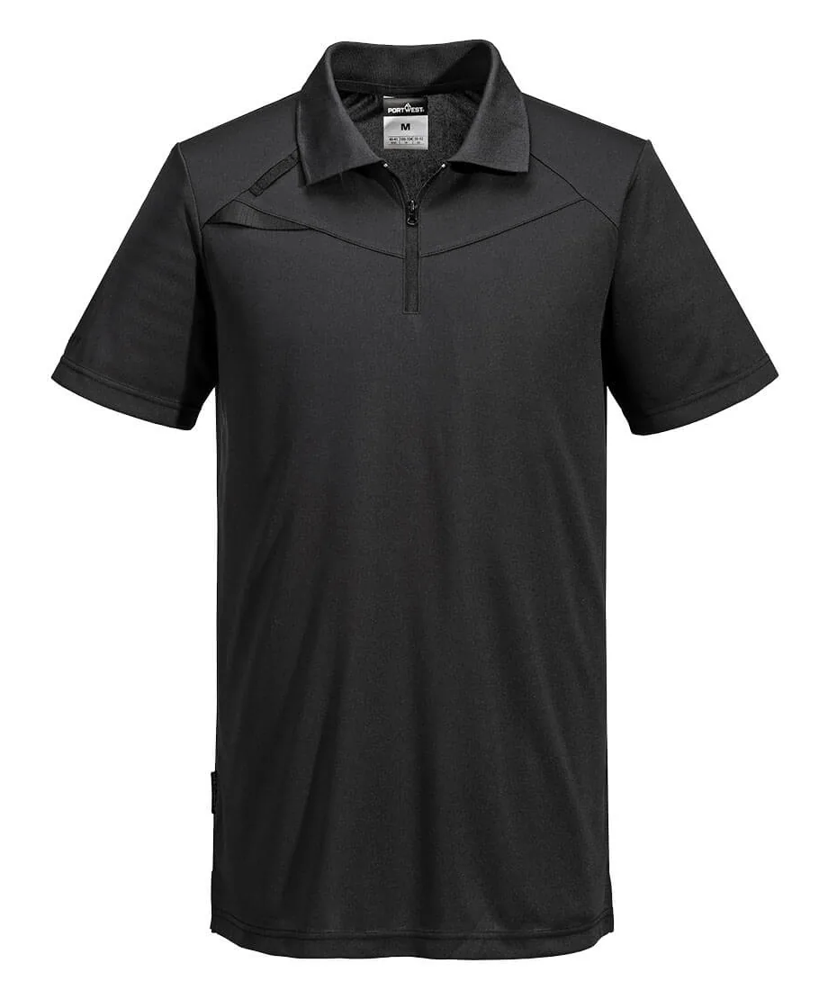 Portwest DX410 DX4 Polo Shirt Short Sleeve in All Black