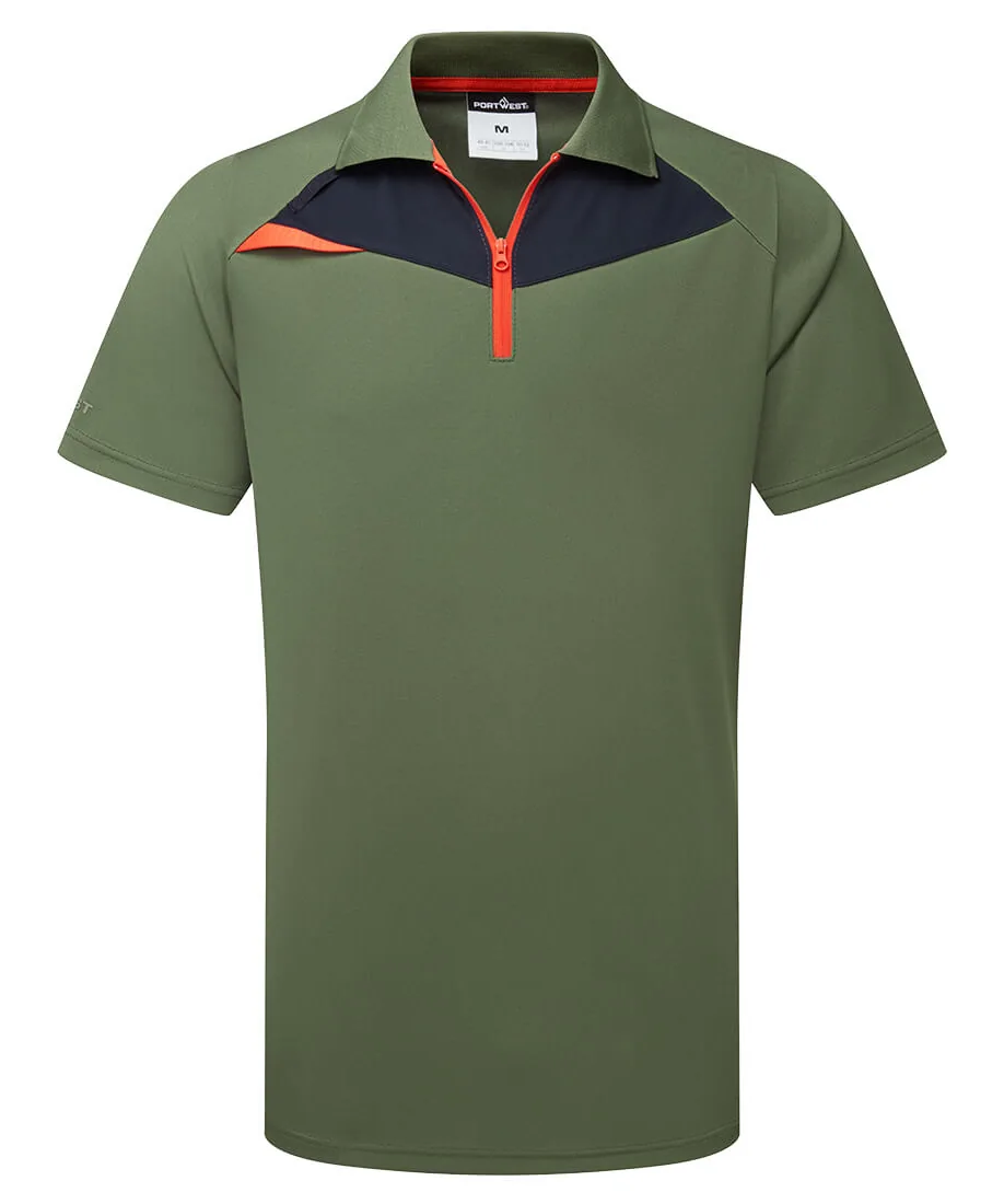 Portwest DX410 DX4 Polo Shirt Short Sleeve in Moss Green