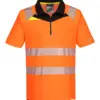 Portwest DX412 DX4 Hi-Vis Zip Polo Shirt Short Sleeve in Orange/Black