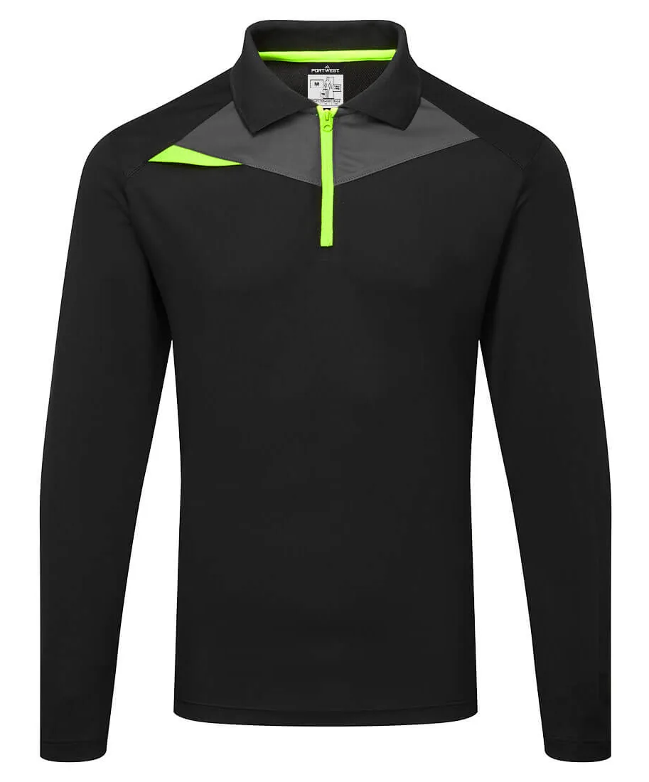 Portwest DX414 DX4 Polo Shirt Long Sleeve in Black