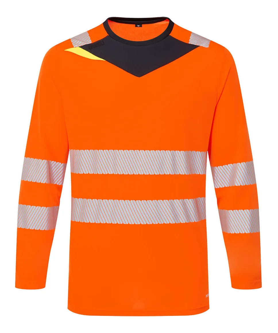 Portwest DX416 DX4 Hi-Vis T-Shirt Long Sleeve in Orange/Black