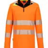 Portwest DX419 DX4 Hi-Vis Zip Polo Shirt Long Sleeve in Orange/Black