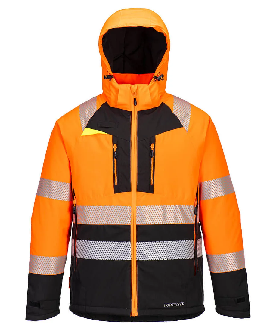 Portwest DX430 DX4 Hi-Vis Class 2 Winter Jacket in Orange/Black