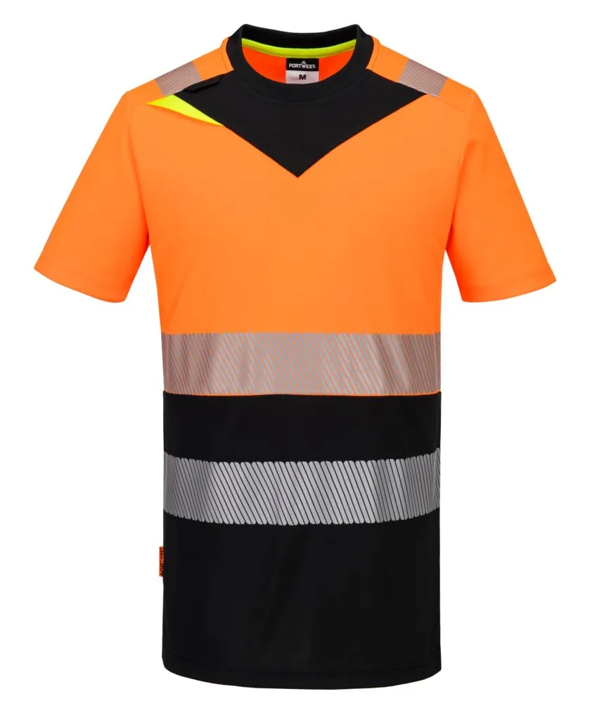 Portwest DX434 DX4 Hi-Vis Class 1 T-Shirt Short Sleeve in Orange/Black