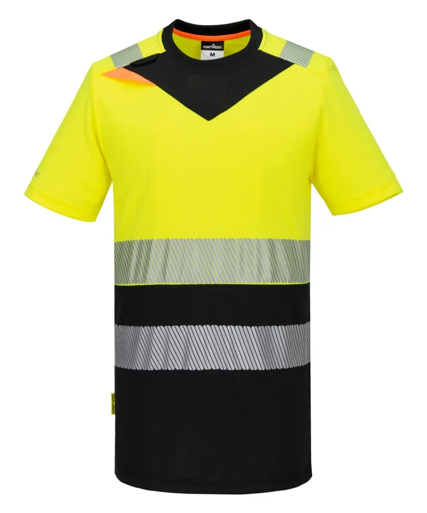 Portwest DX434 DX4 Hi-Vis Class 1 T-Shirt Short Sleeve in Yellow/Black