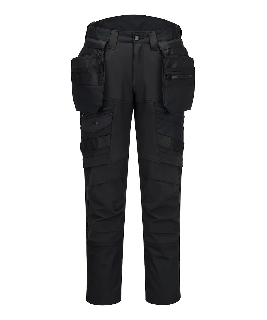 Portwest DX440 DX4 Detachable Holster Pocket Trousers in All Black