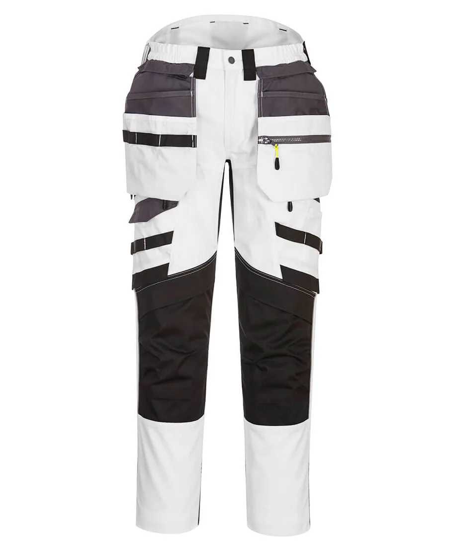 Portwest DX440 DX4 Detachable Holster Pocket Trousers in White/Grey