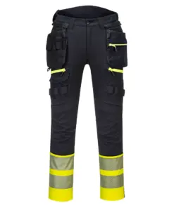 Portwest DX445 DX4 Hi-Vis Detachable Holster Pocket Class 1 Trousers in Yellow/Black