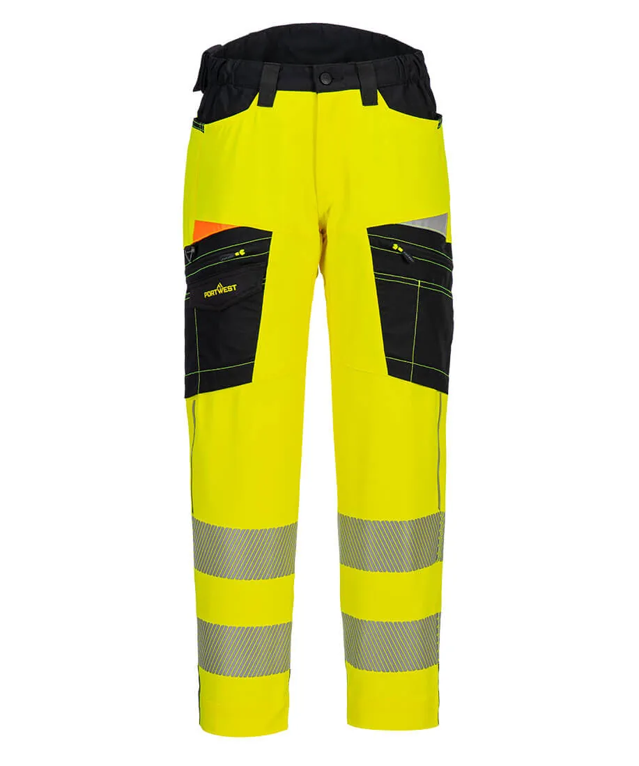 Portwest DX453 DX4 Hi-Vis Service Trousers in Yellow/Black