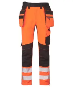 Portwest DX454 DX4 Hi-Vis Detachable Holster Pocket Craft Trousers in Orange/Black