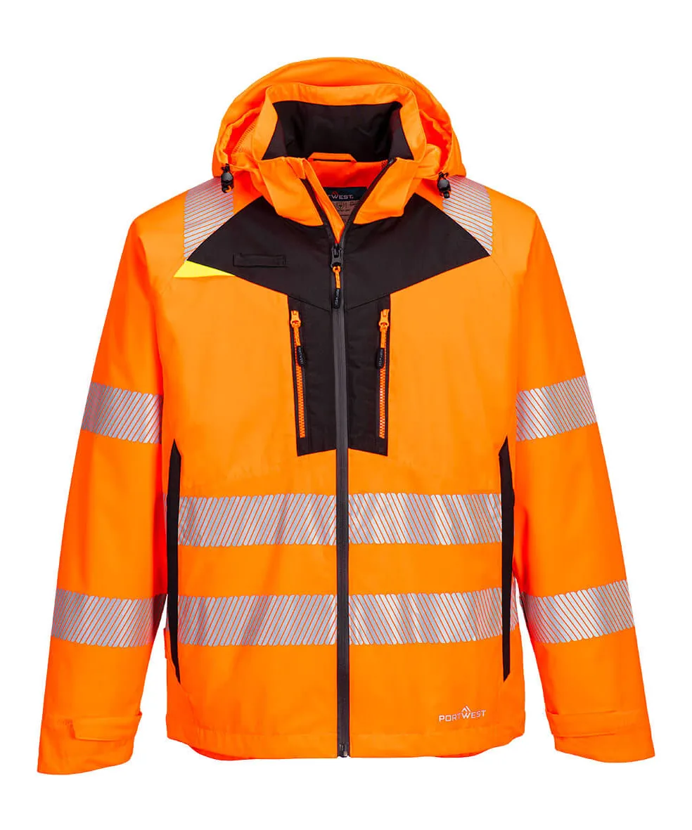 Portwest DX462 DX4 Hi-Vis Rain Jacket in Orange