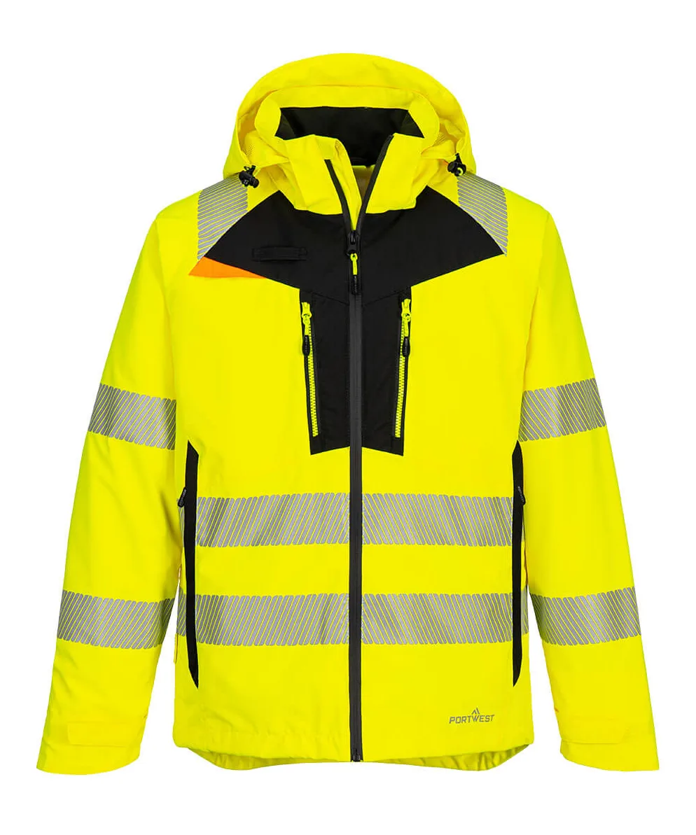 Portwest DX462 DX4 Hi-Vis Rain Jacket in Yellow