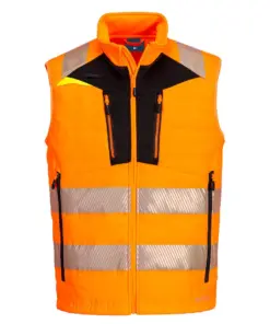 Portwest DX479 DX4 Hi-Vis Hybrid Baffle Bodywarmer in Orange/Black