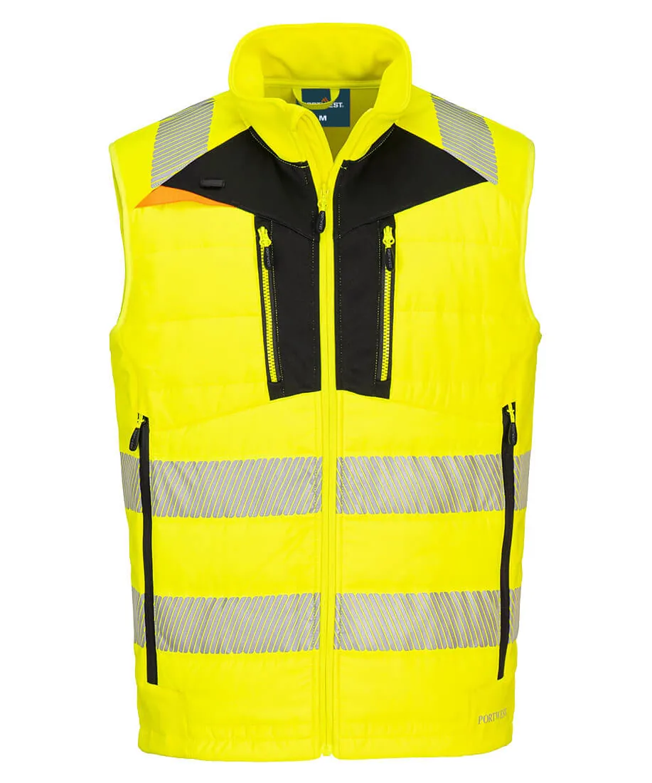 Portwest DX479 DX4 Hi-Vis Hybrid Baffle Bodywarmer in Yellow/Black