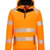 Portwest DX482 DX4 Hi-Vis 1/4 Zip Hoodie in Orange/Black