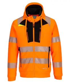 Portwest DX484 DX4 Hi-Vis Zip Hoodie in Orange/Black