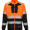 Portwest DX490 DX4 Hi-Vis Class 1 Funnel Neck Zipped Sweatshirt in Orange/Black