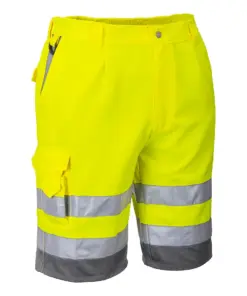 Portwest E043 Hi-Vis Contrast Shorts in Yellow/Grey
