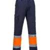 Portwest E049 Hi-Vis Contrast Class 1 Service Trousers in Orange/Navy