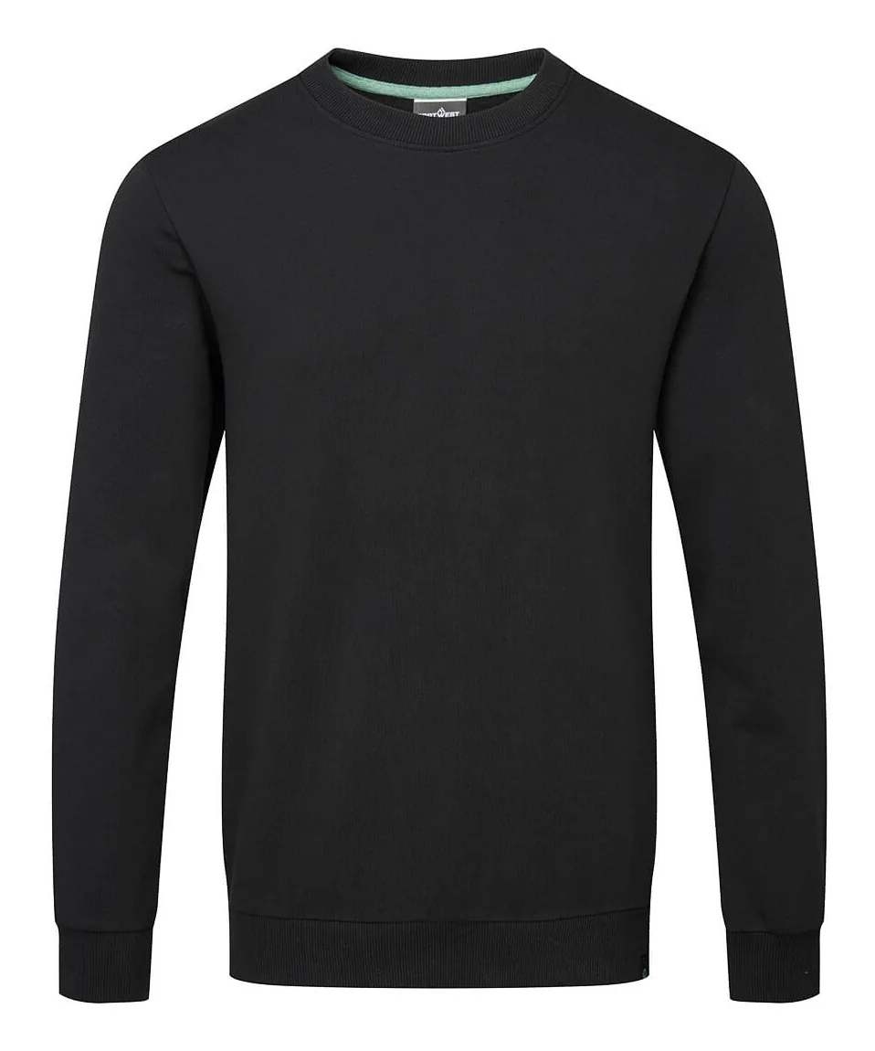 Portwest EC300 Cotton Recyclable Sweatshirt in Black