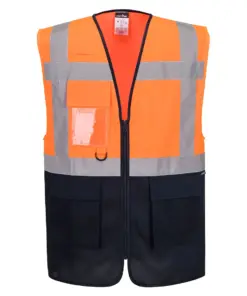 Portwest ES076 ES1 Essential Hi-Vis Contrast Executive Vest in Orange/Navy