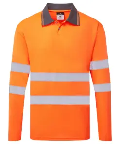 Portwest ES277 ES1 Essential Hi-Vis Polo Shirt Long Sleeve in Orange
