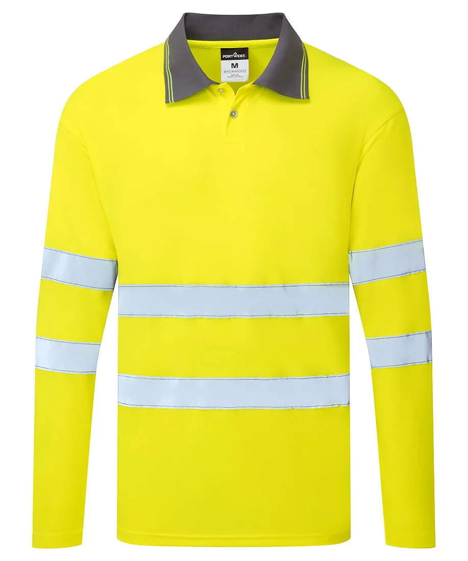 Portwest ES277 ES1 Essential Hi-Vis Polo Shirt Long Sleeve in Yellow